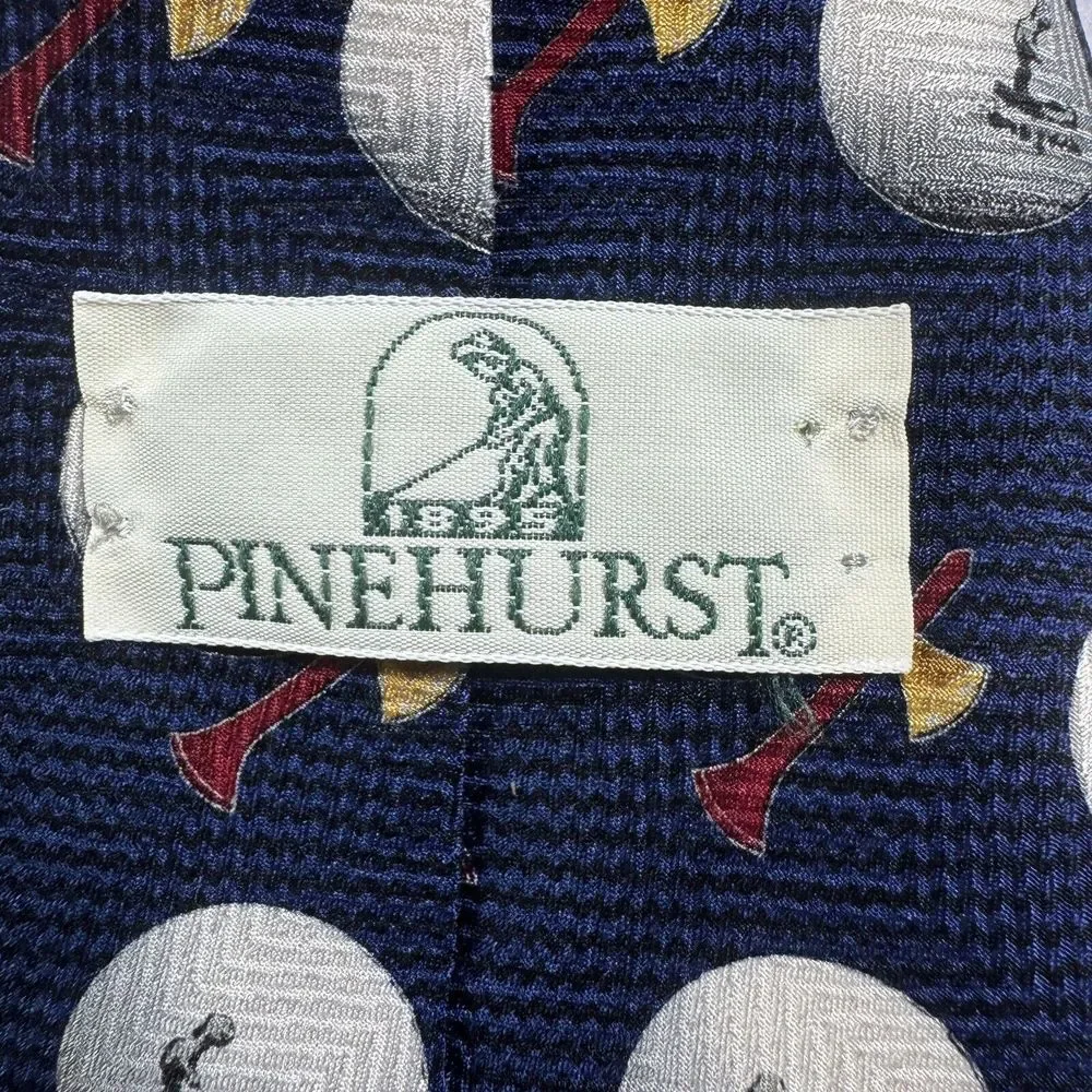 Pinehurst NC Golf Silk Necktie Navy Tees‎ and Golf Balls Putterboy Print Novelty